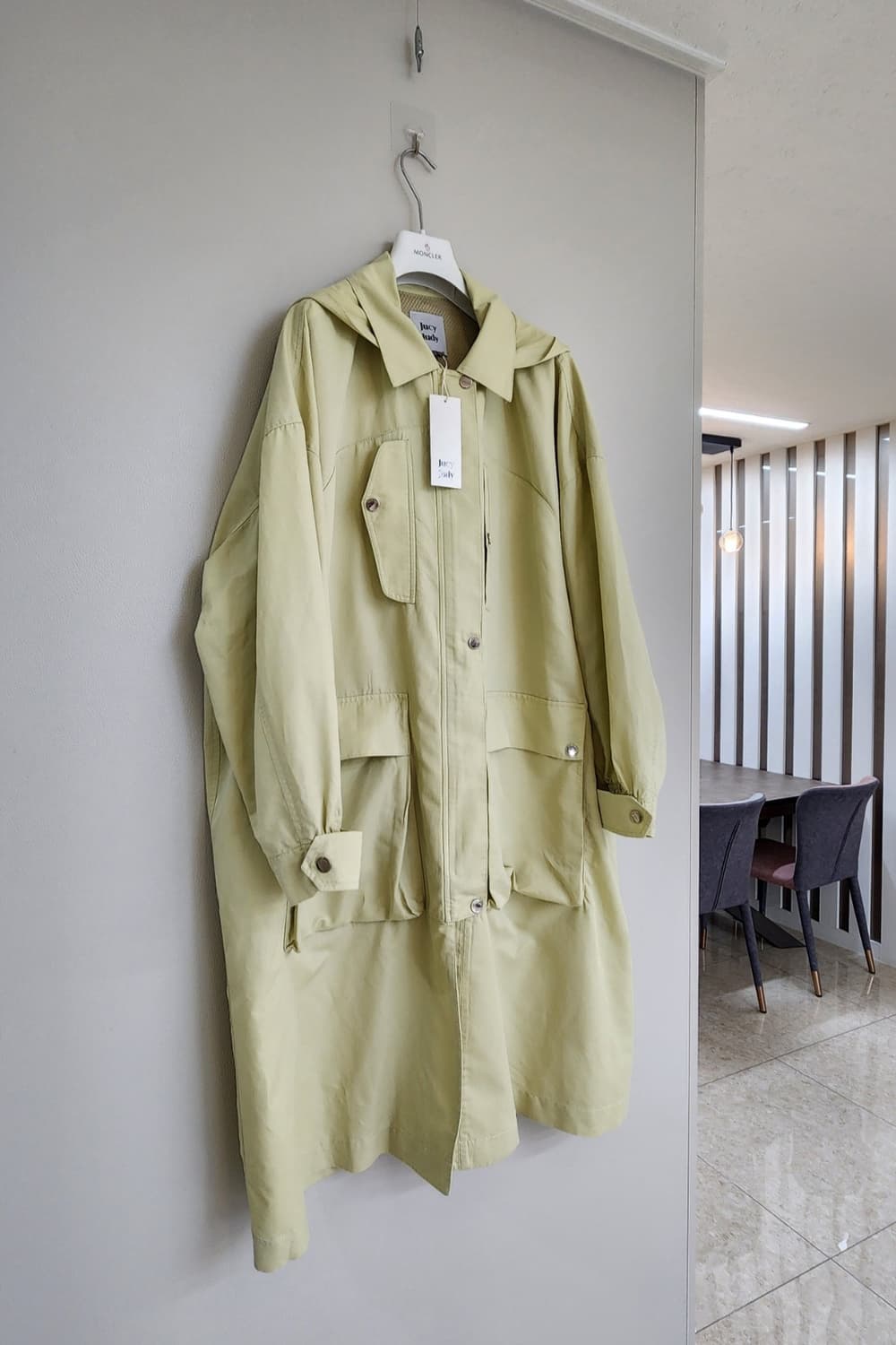 (새상품)쥬시쥬디 아마린넨 포켓 롱점퍼 66사이즈(오버핏) 상품이미지6