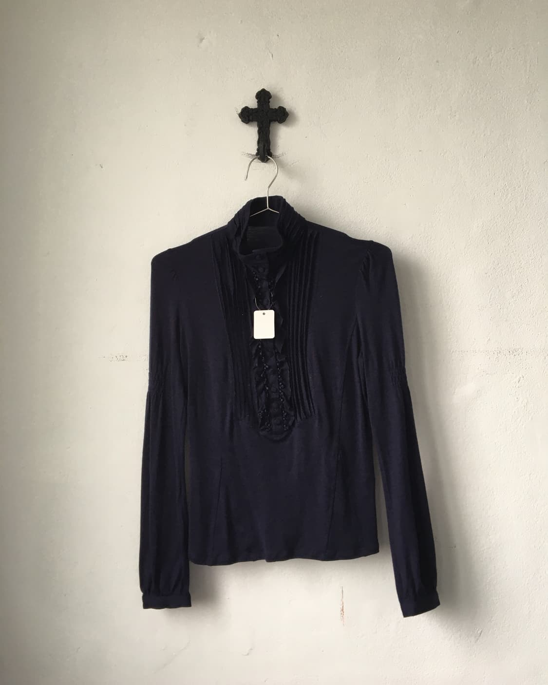 Frill point high neck navy sleeve 상품이미지2