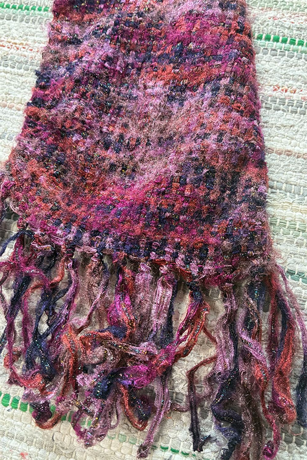 Burgundy Mix Boucle Fringe Scarf 상품이미지2