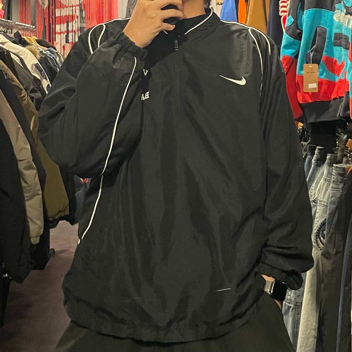 [IM] 나이키 올드스쿨 블랙 하프집업 웜업 상품이미지4