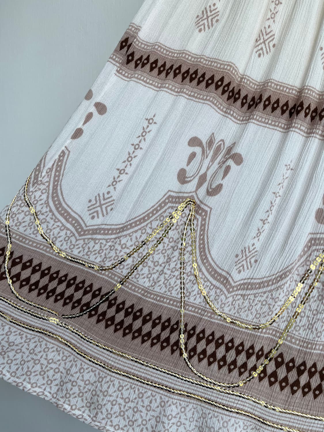 베이지 스팽클 에스닉 롱 스커트 상품이미지3