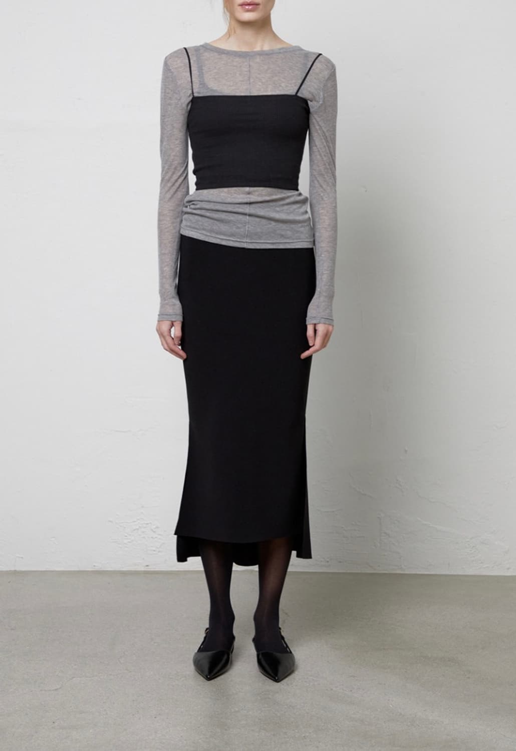 리파인드 902 머메이드 밴딩 미디 스커트   상품이미지2