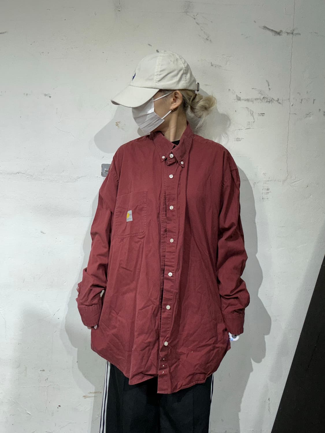 칼하트 버건디 오버핏 솔리드 워크 셔츠 XL 상품이미지2