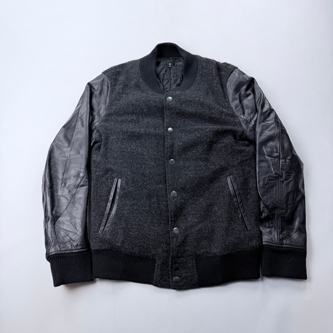 No Id 노아이디 리얼레더 울 바시티자켓 상품이미지1