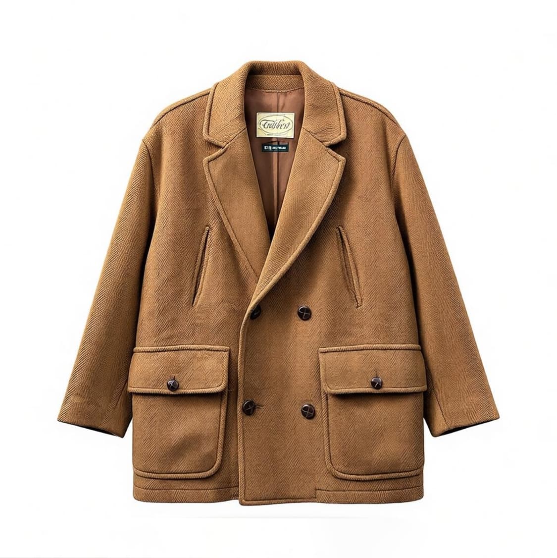 티벳 헌팅 블레이져 울 코트 핸드포켓 퓨어울 디테일 브라운 상품이미지1