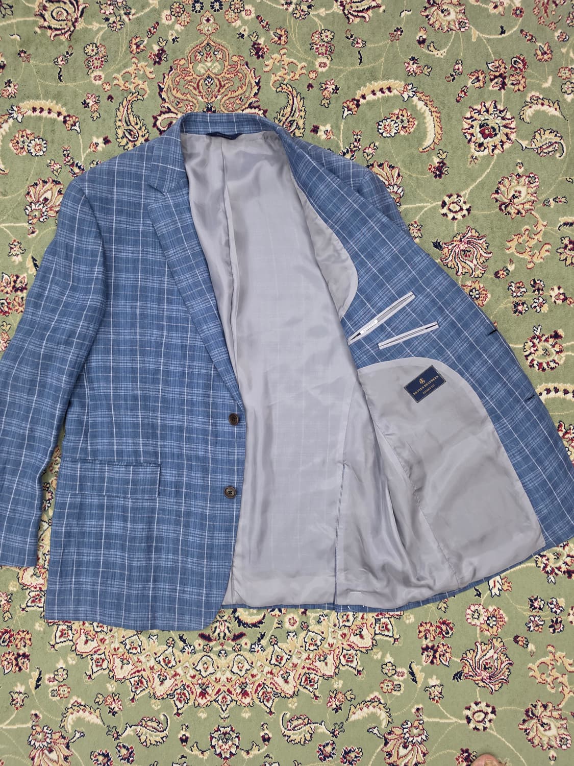 [새상품/최종할인] 브룩스브라더스 린넨 블루체크 2버튼 46R 107 상품이미지2