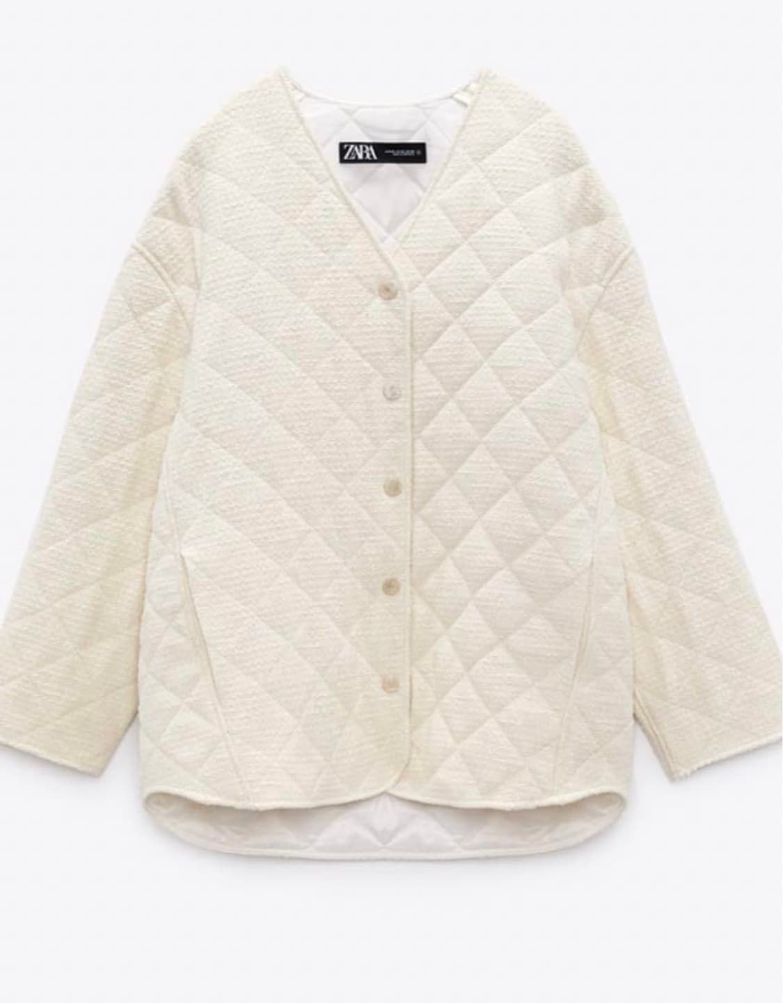 ZARA 자라 아이보리 노카라 퀼팅 자켓 S 상품이미지2