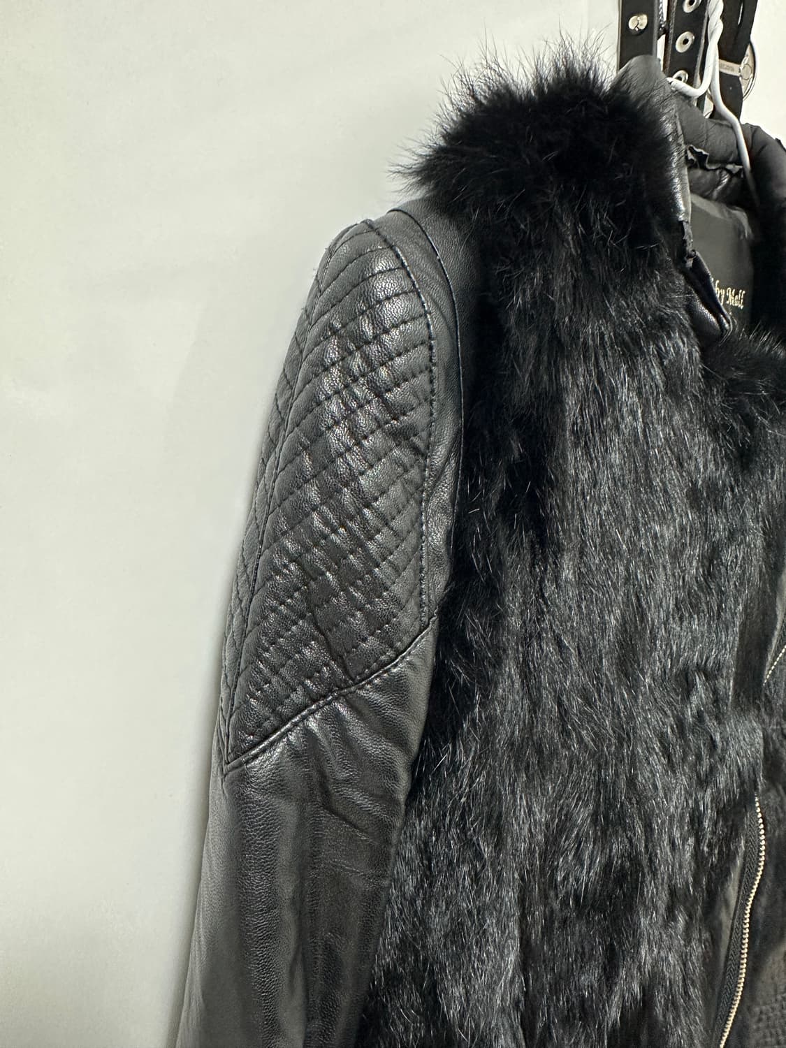 바이커 퍼 레더 자켓 상품이미지5