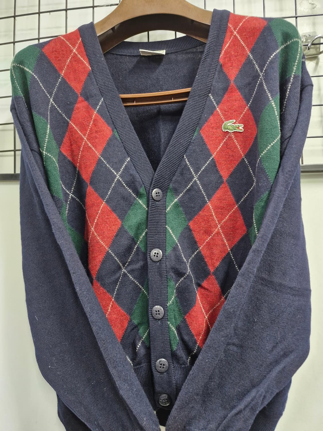 105XL 라코스테 패턴 울 니트 가디건 상품이미지5