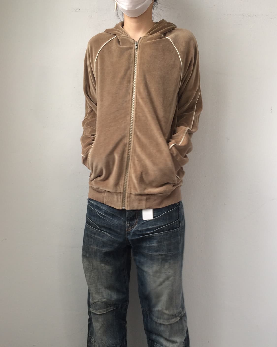 Velvet hood zip up 상품이미지1