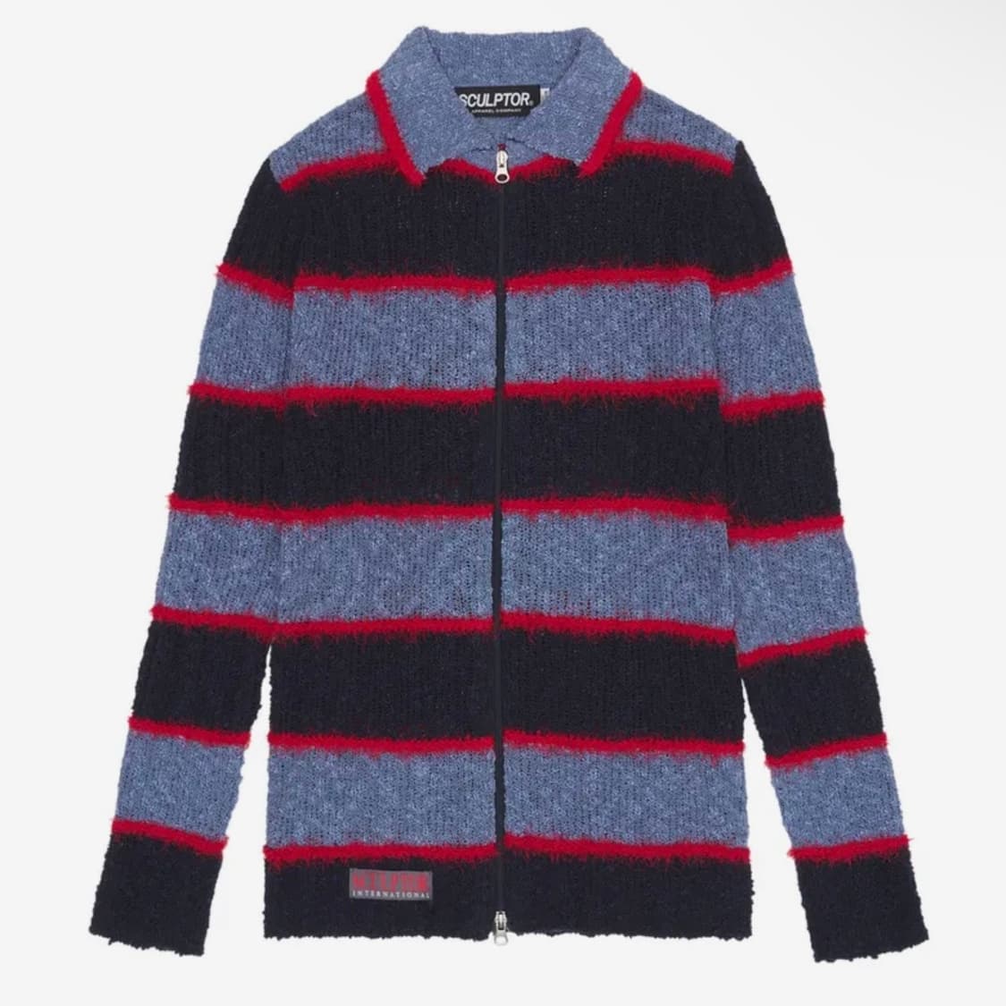 스컬프터 Mixed Yarn Collared Cardigan Blue 상품이미지1
