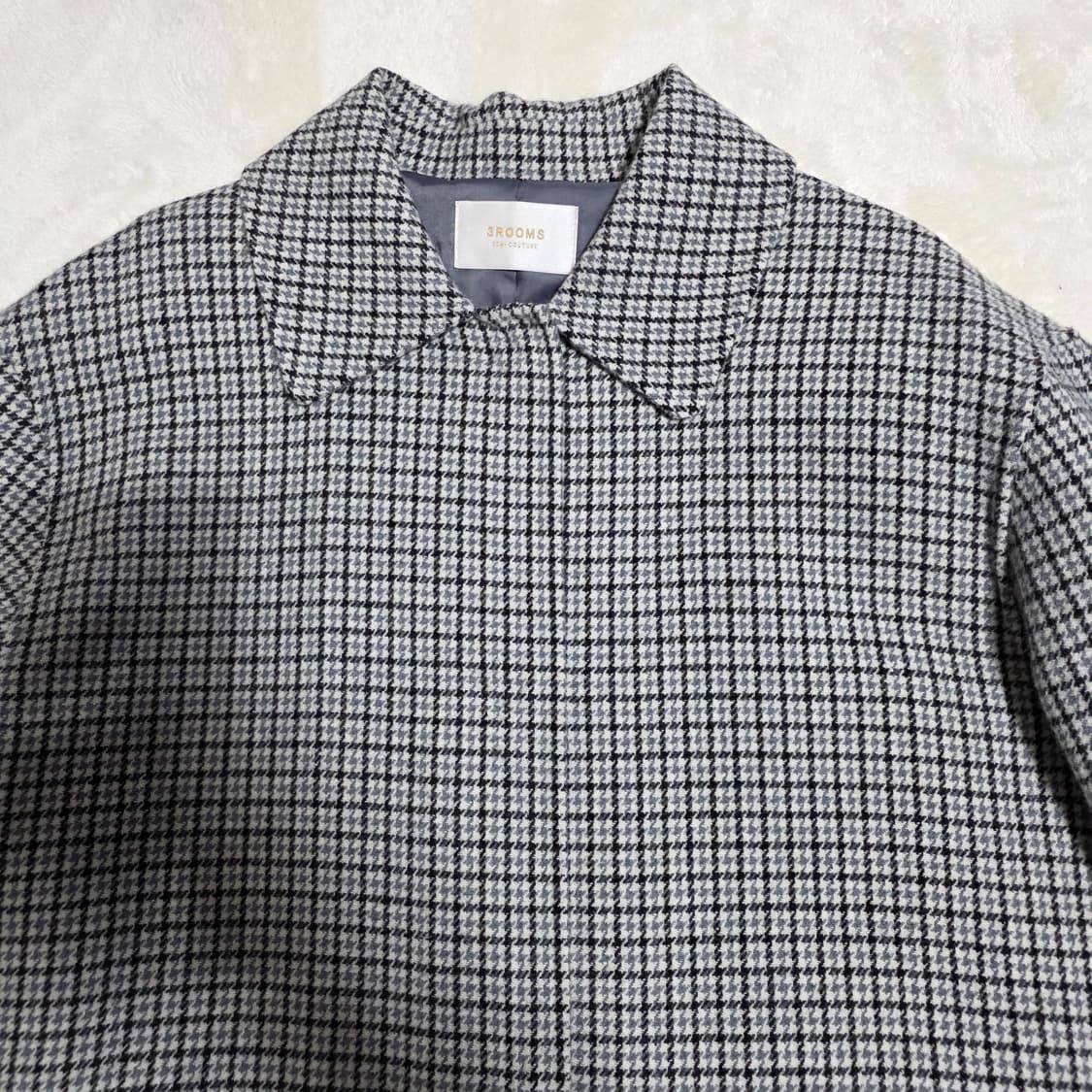 (66)여성 3ROOMS 핸드메이드 체크 울 벨티드 코트  상품이미지2