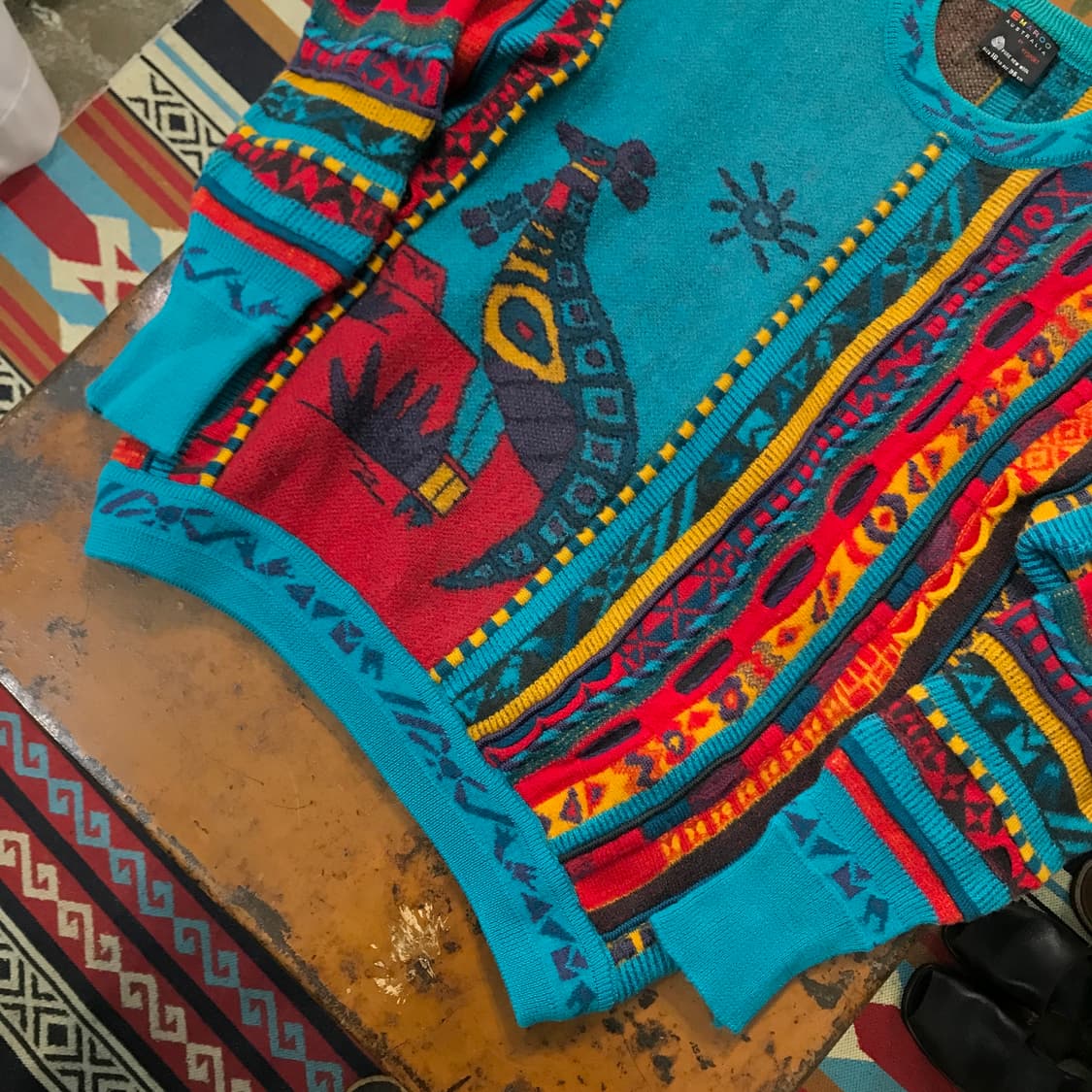 호주 빈티지 청록색 아이코닉 패컨 퓨어 울 스웨터 여성 66 남성 100 상품이미지4