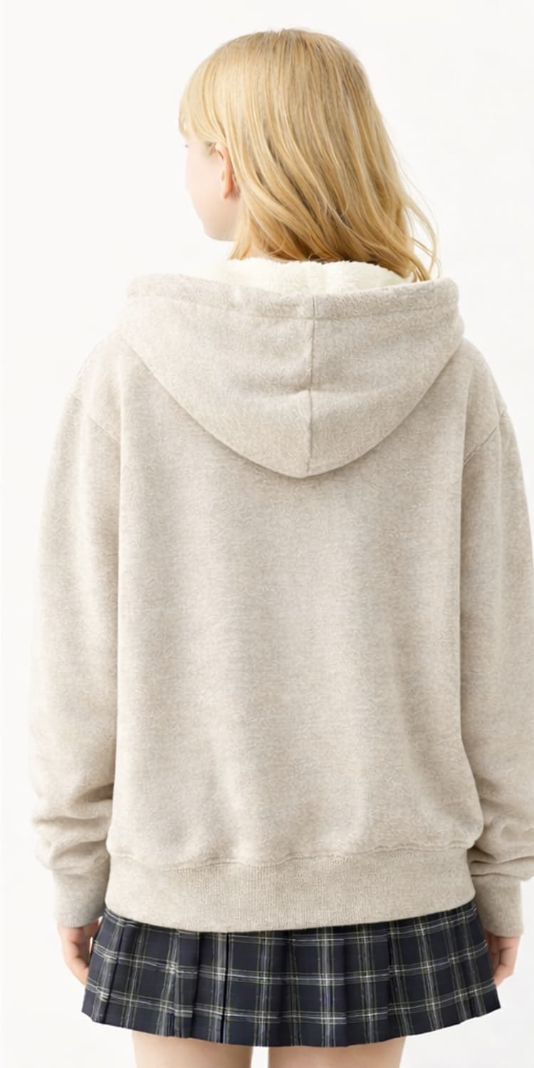 폴햄(POLHAM) 1630 레터링 후리스 기모 집업후드 90 상품이미지2