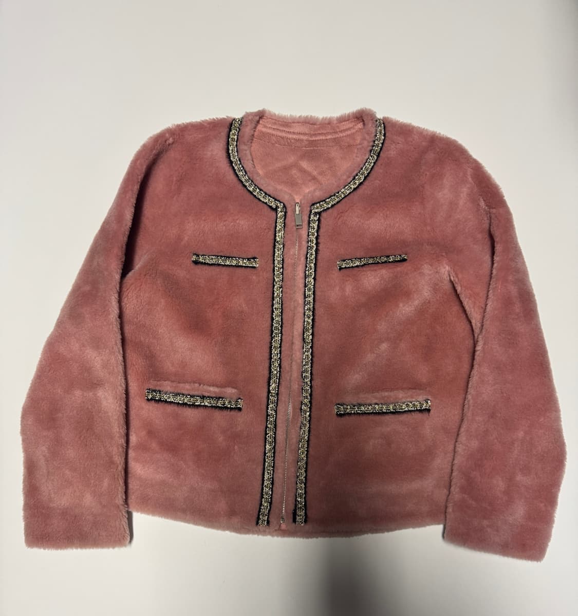 여성 VOLL 볼 양모 트위드 리버시블 무스탕 자켓 M ~ L 상품이미지1