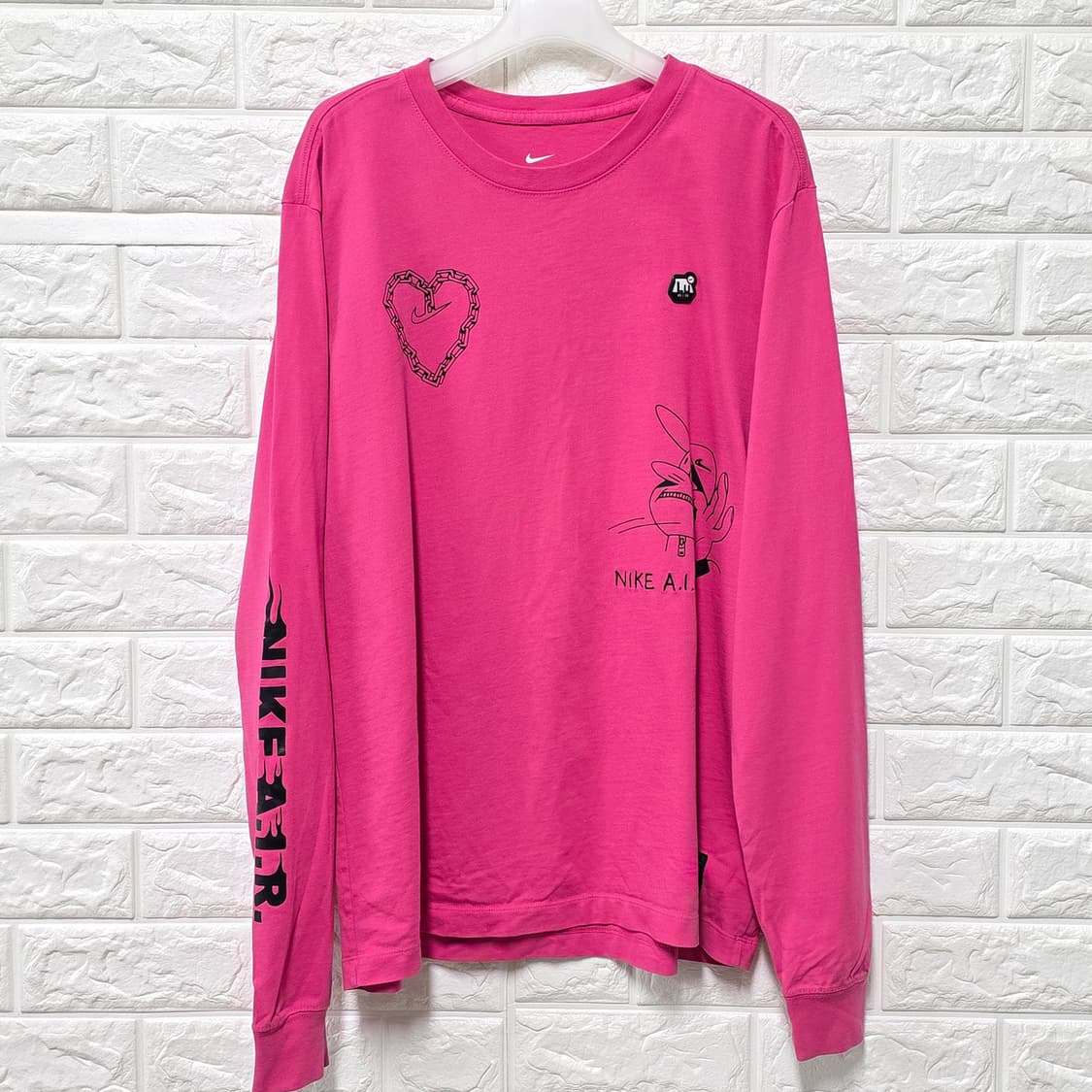 택포// 나이키 핑크 긴팔 티셔츠 XL 상품이미지1