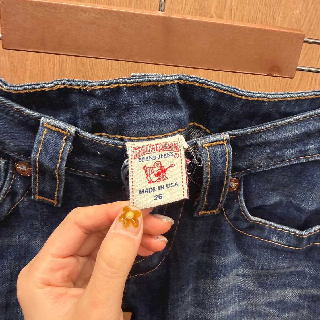 트루릴리젼 로우라이즈 데님 팬츠 빈티지 워싱 디테일 슬림핏 진청 상품이미지7