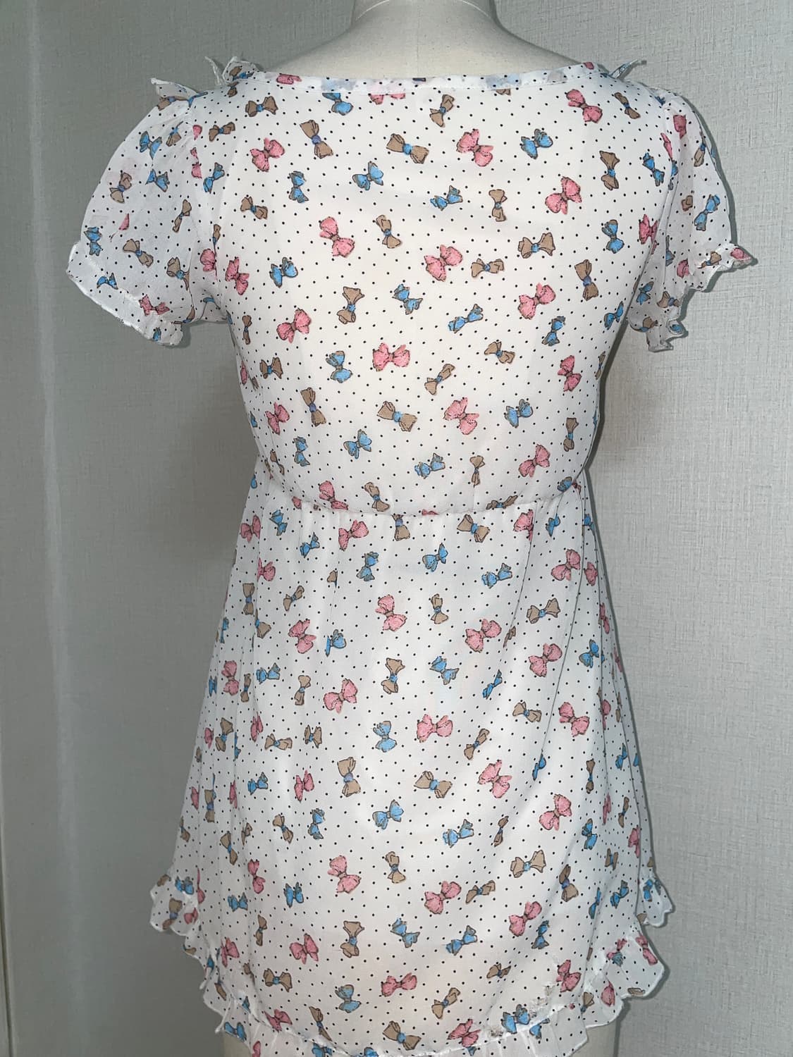 리본 도트 쉬폰 프릴 블라우스 상품이미지4