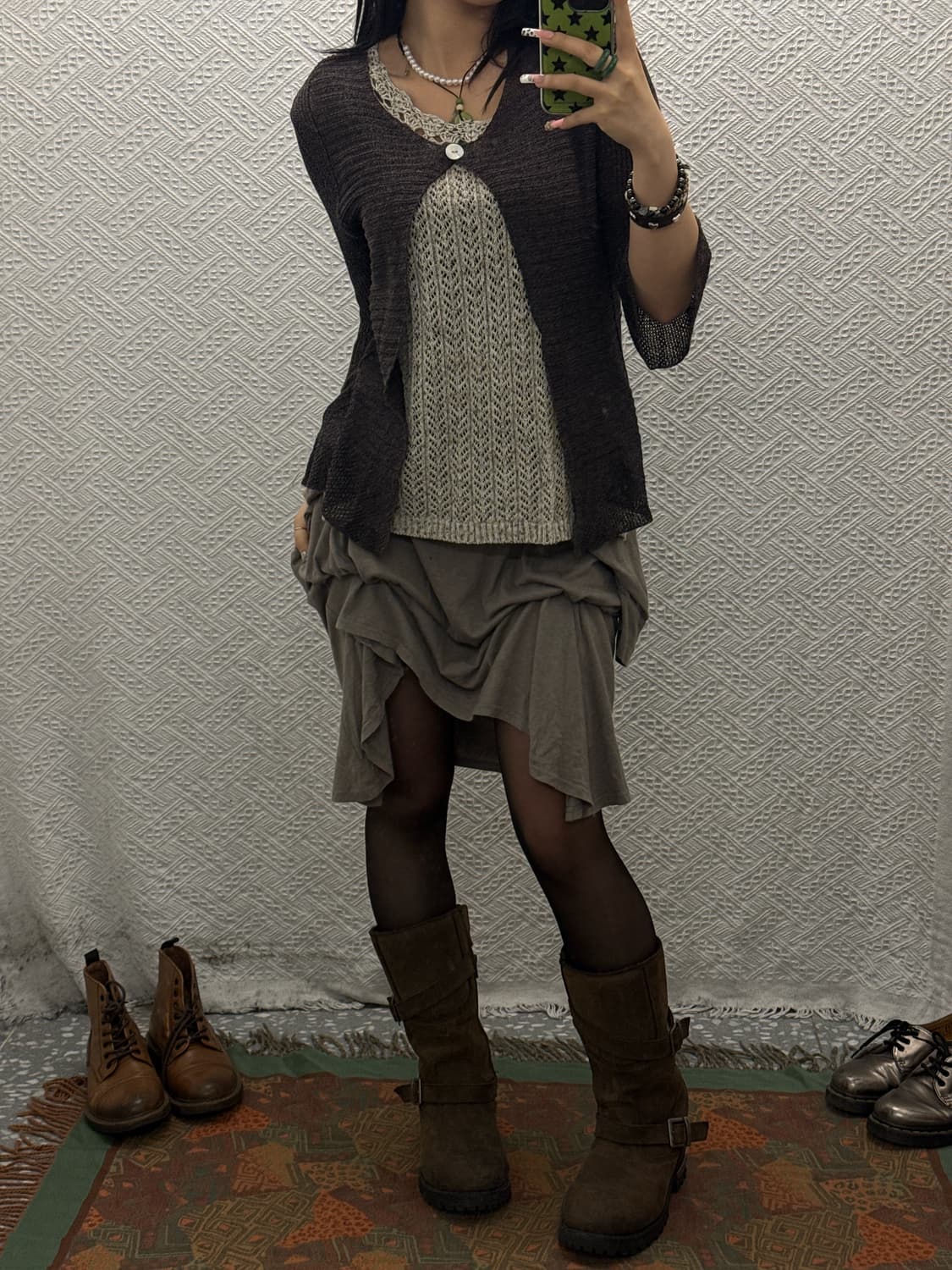 빈티지 러블리 코지 모리 버튼 케이프 뜨개 니트 가디건 K0131 상품이미지2