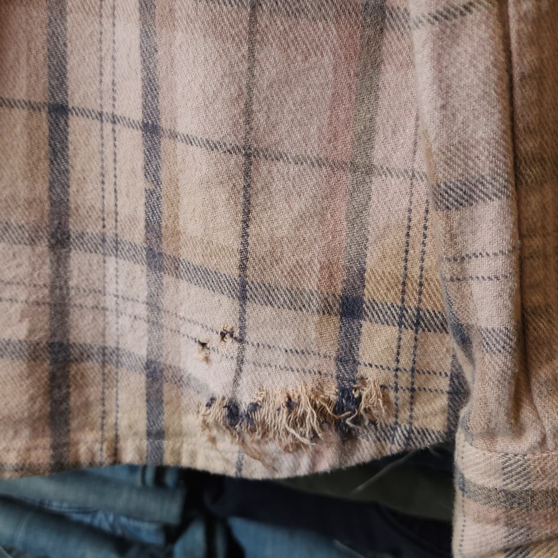 90s 빈티지 체크셔츠 헤비 플란넬 워크셔츠 썬페이딩 핑크 L 상품이미지9