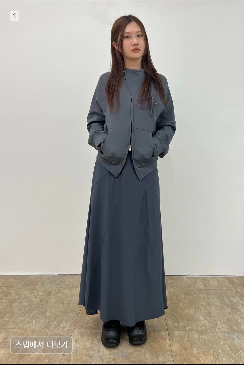 나체 ZIP DETAIL TRACK JERSEY CHARCOAL 상품이미지4