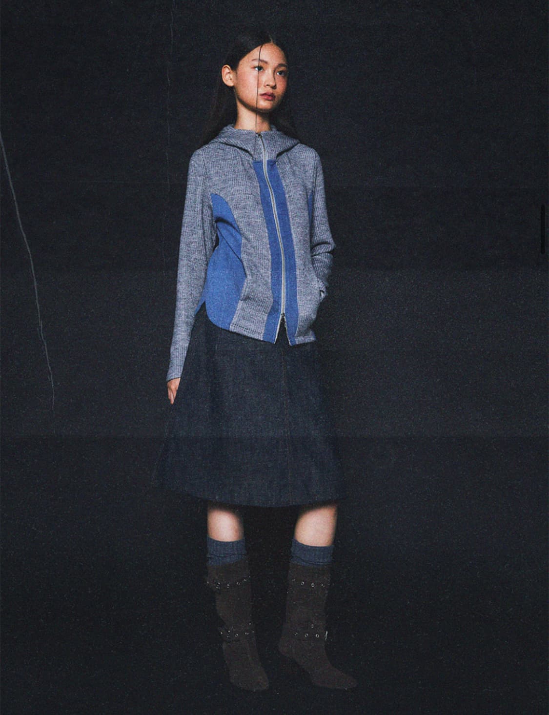 밀로우먼 투 웨이 사이드 후드 집업 [멜란지 그레이] 상품이미지2