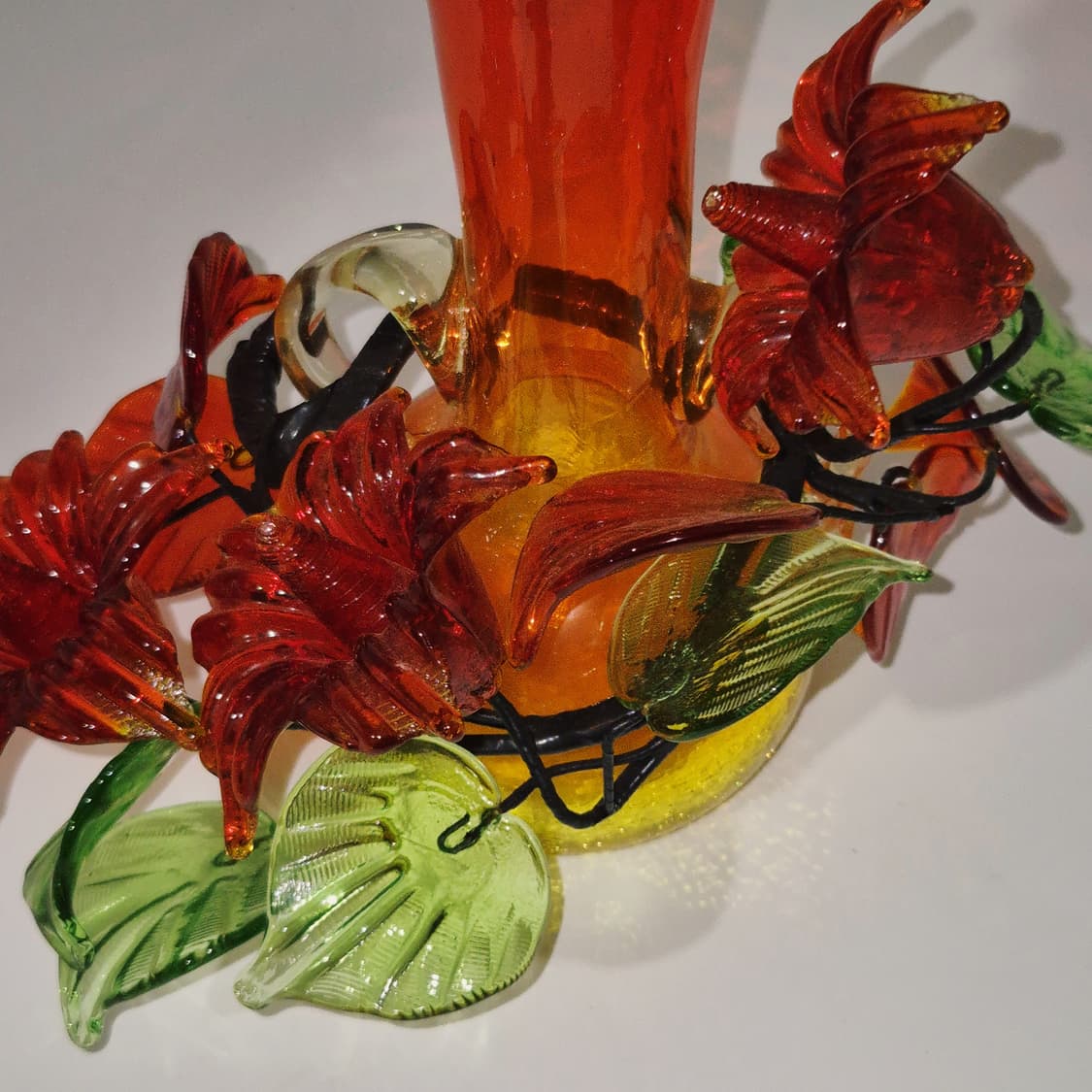 80s 류큐 선셋 크랙 꽃병&유리 송이 세트 상품이미지2