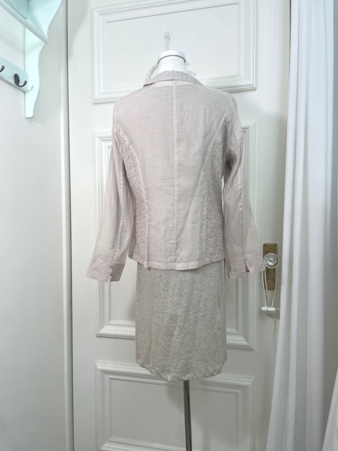 gray oatmeal lace trim cotton opc 상품이미지10