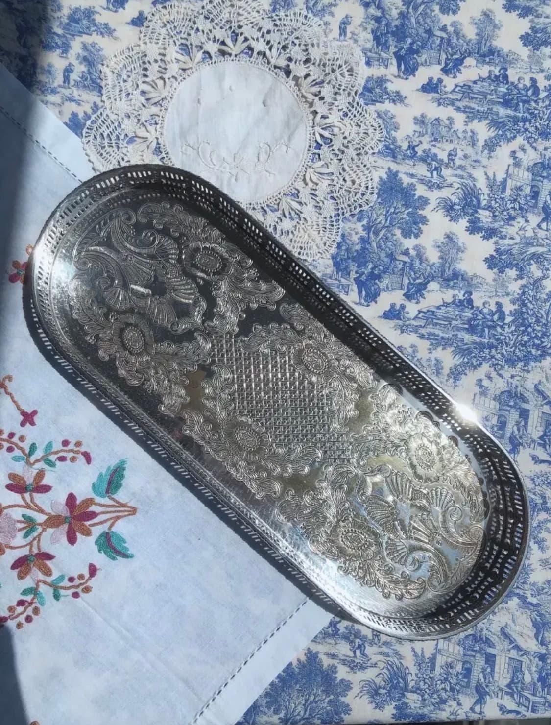 영국 빈티지 쉐필드 실버플레이트 롱트레이 상품이미지1