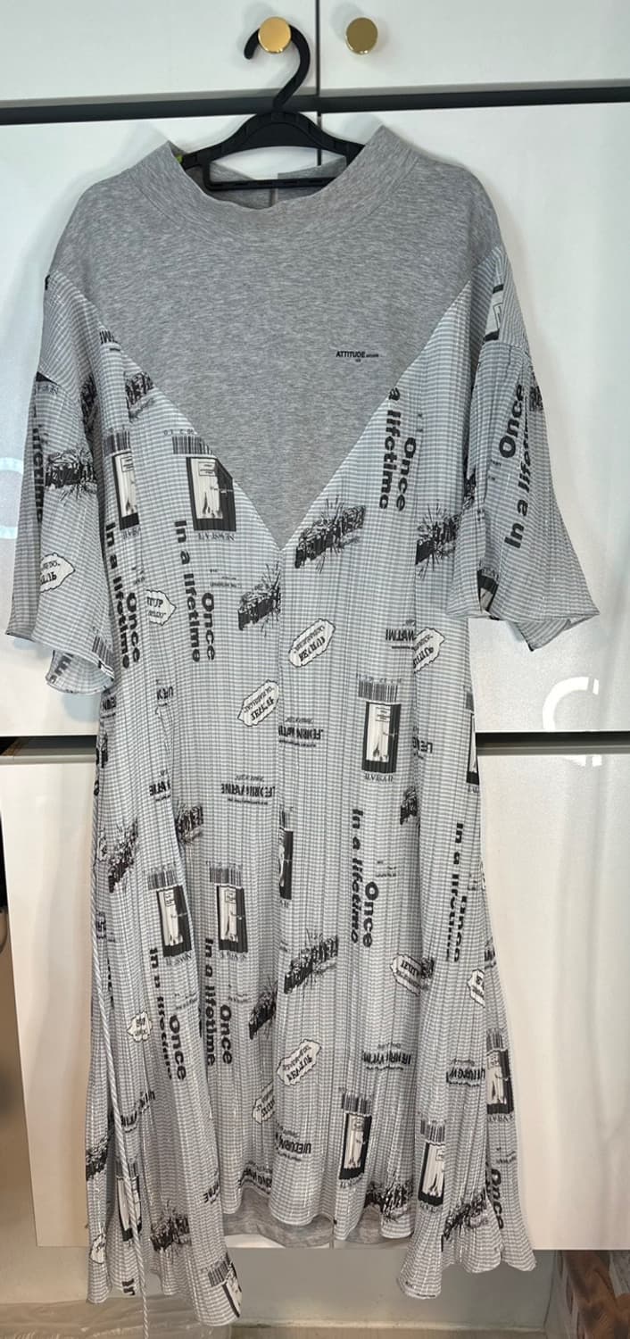 ATTITUDE 회색 프린팅 롱 원피스 상품이미지1