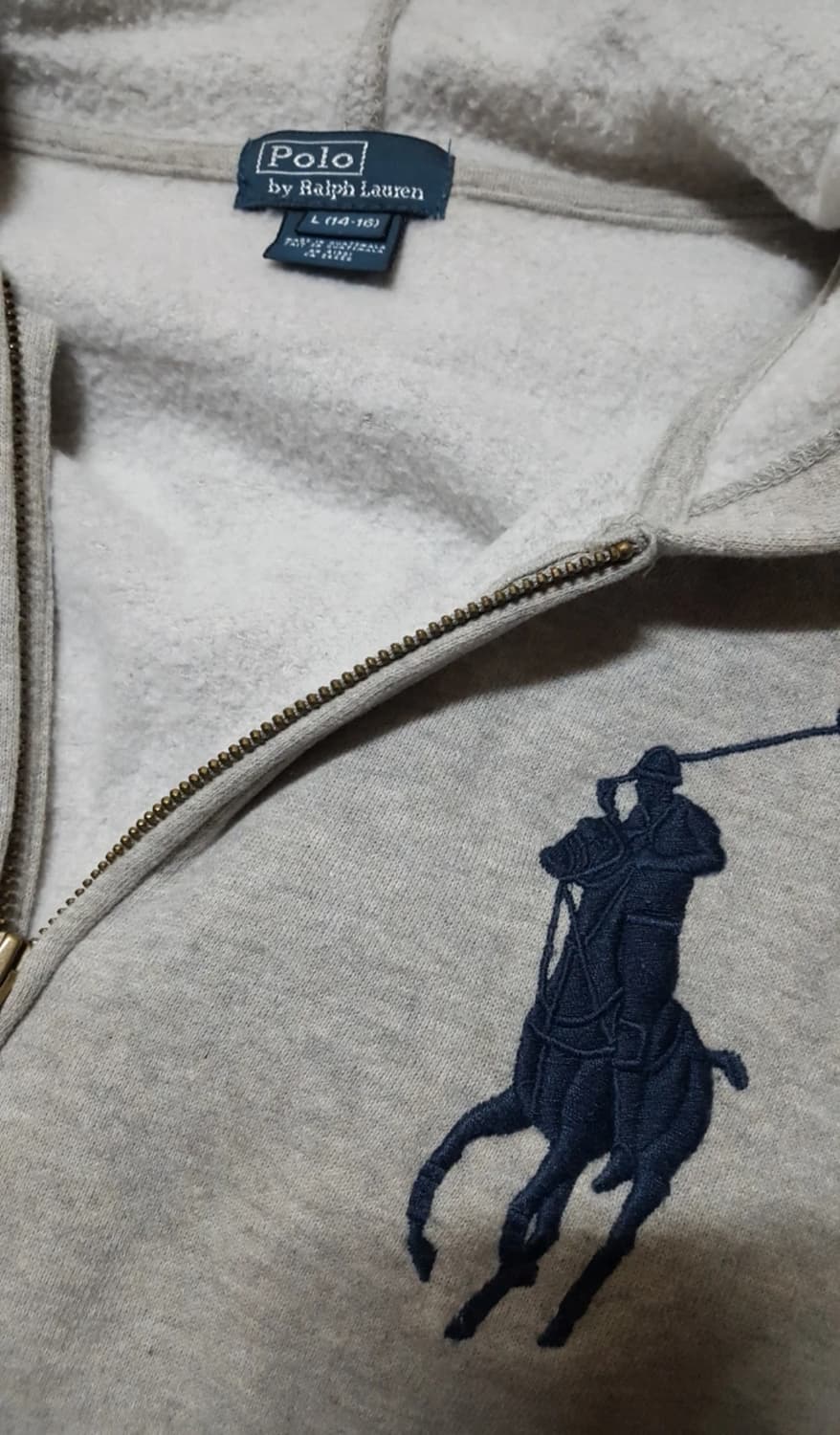 폴로 빅포니 3 그레이 후드집업 보이즈사이즈 상품이미지2