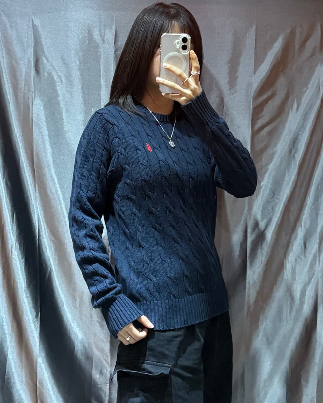 S 폴로랄프로렌 레드포니 네이비 케이블 니트 상품이미지1