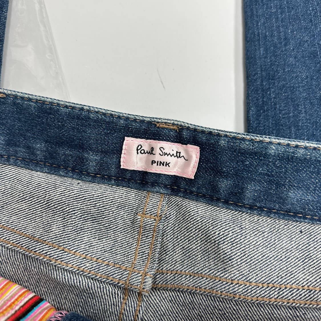 폴스미스 핑크스티치 자수 로고 크롭진 청바지 상품이미지8