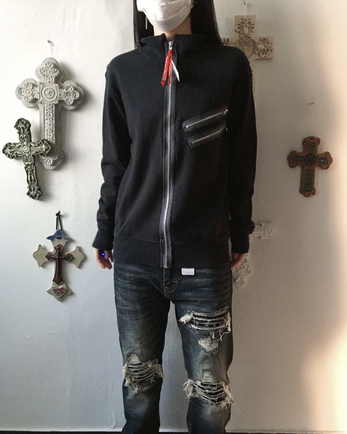 Back patch point high neck zip up 상품이미지6