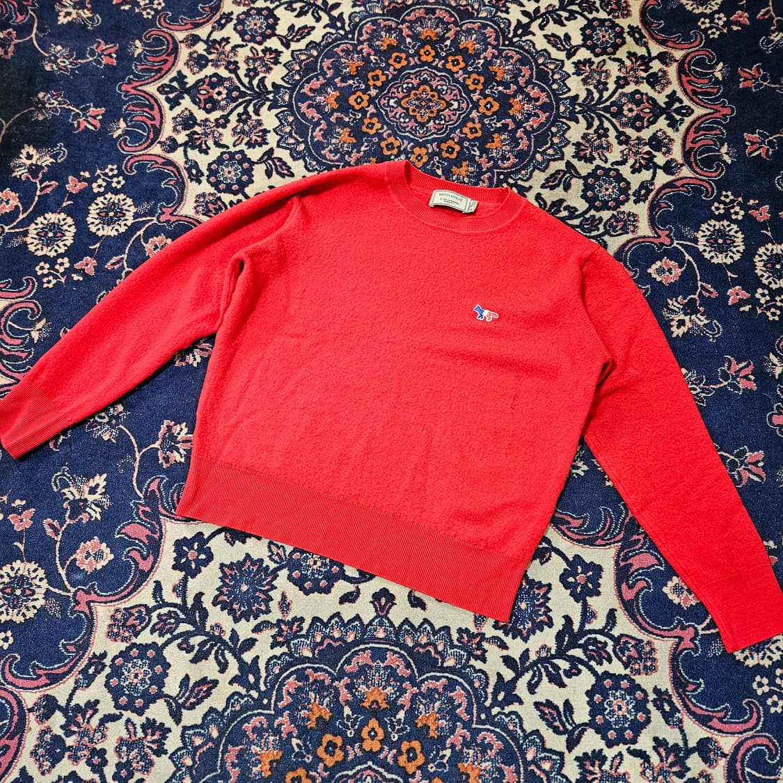 (국내매장)메종키츠네 폭스헤드 울 100% 슬림 니트 M size 상품이미지1