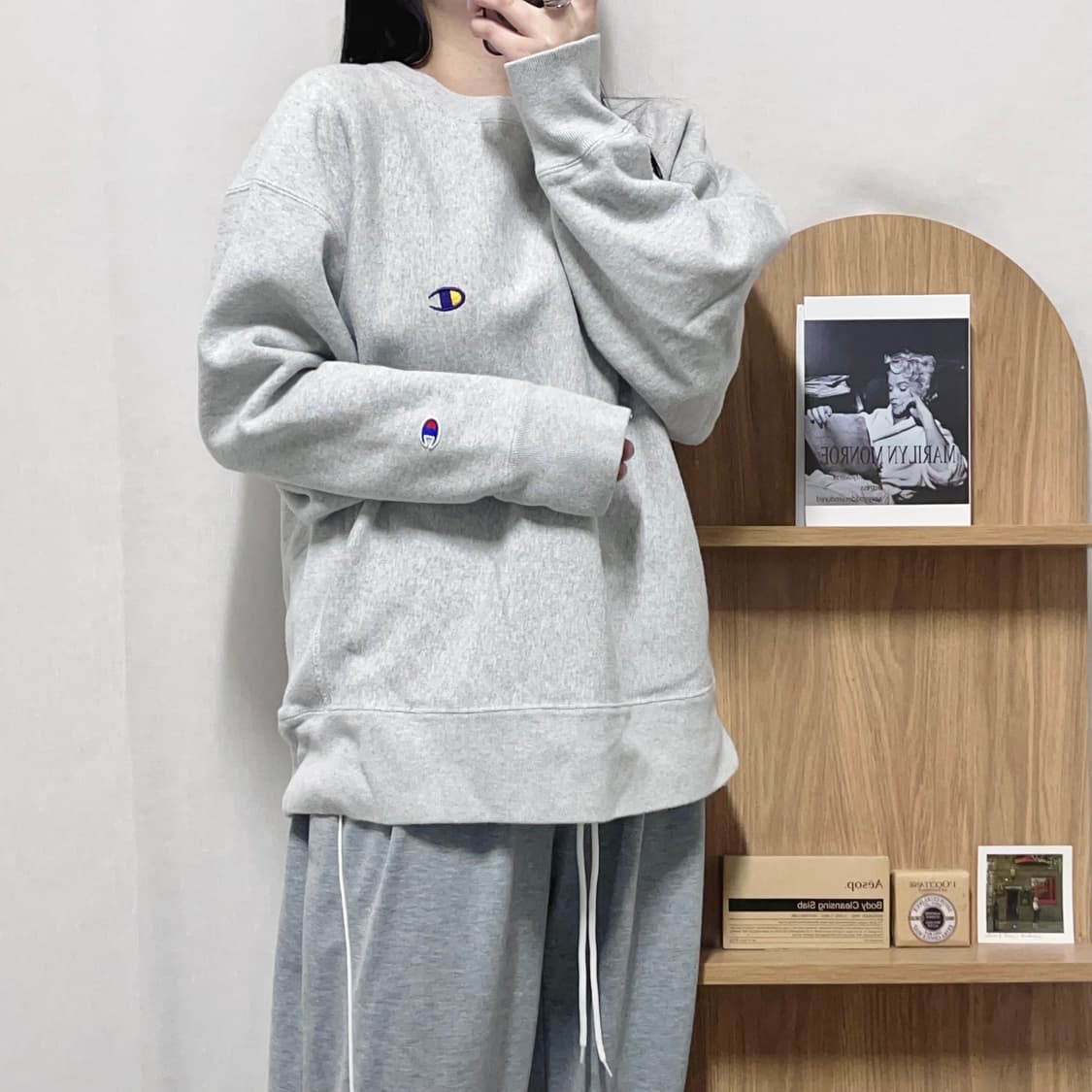 [정품] 챔피온 그레이 투로고 기모 맨투맨 [ XL ] 상품이미지3