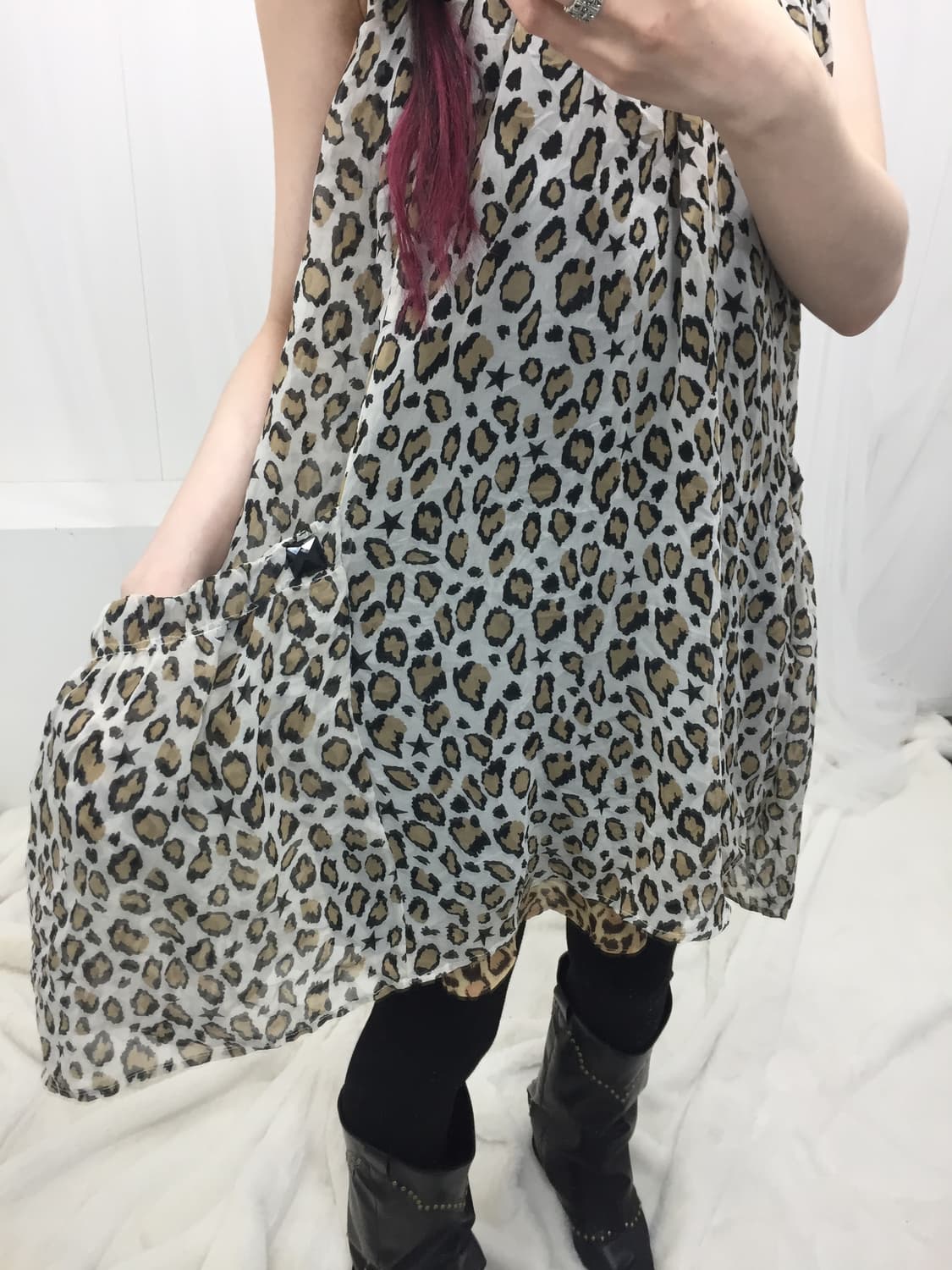 큐빅 포켓 호피 나시 원피스 🐆  상품이미지4