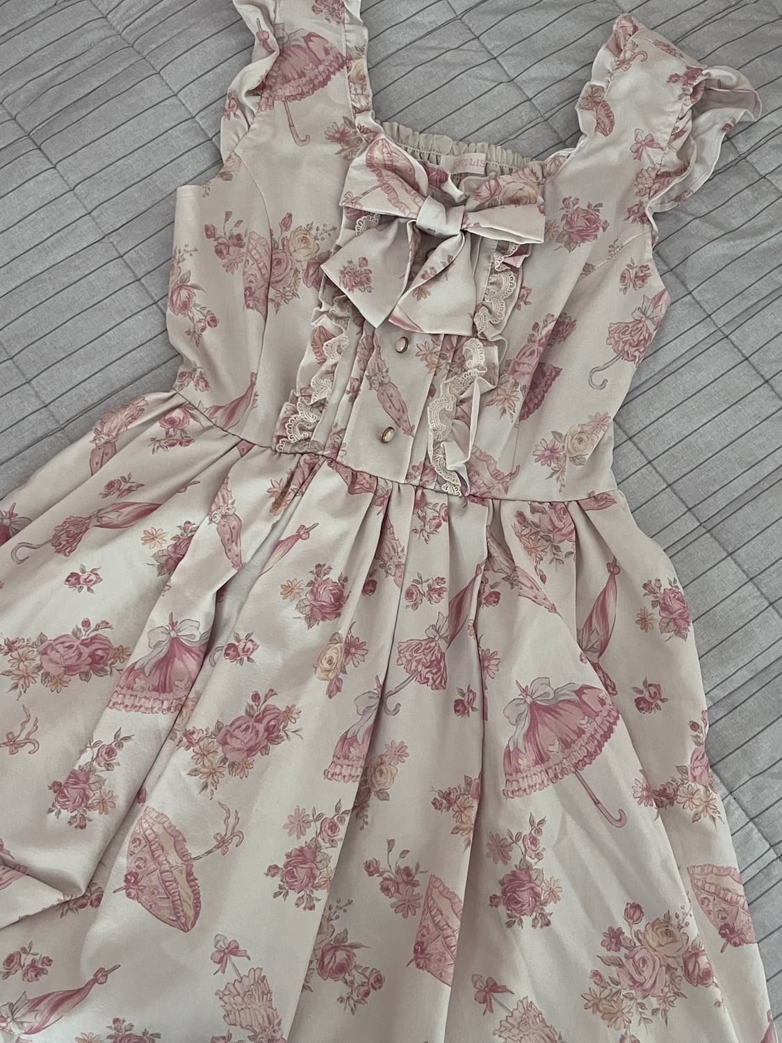 리즈리사 일본 빈티지 플로럴 리본 원피스 히메갸루 점스카 나시 상품이미지1