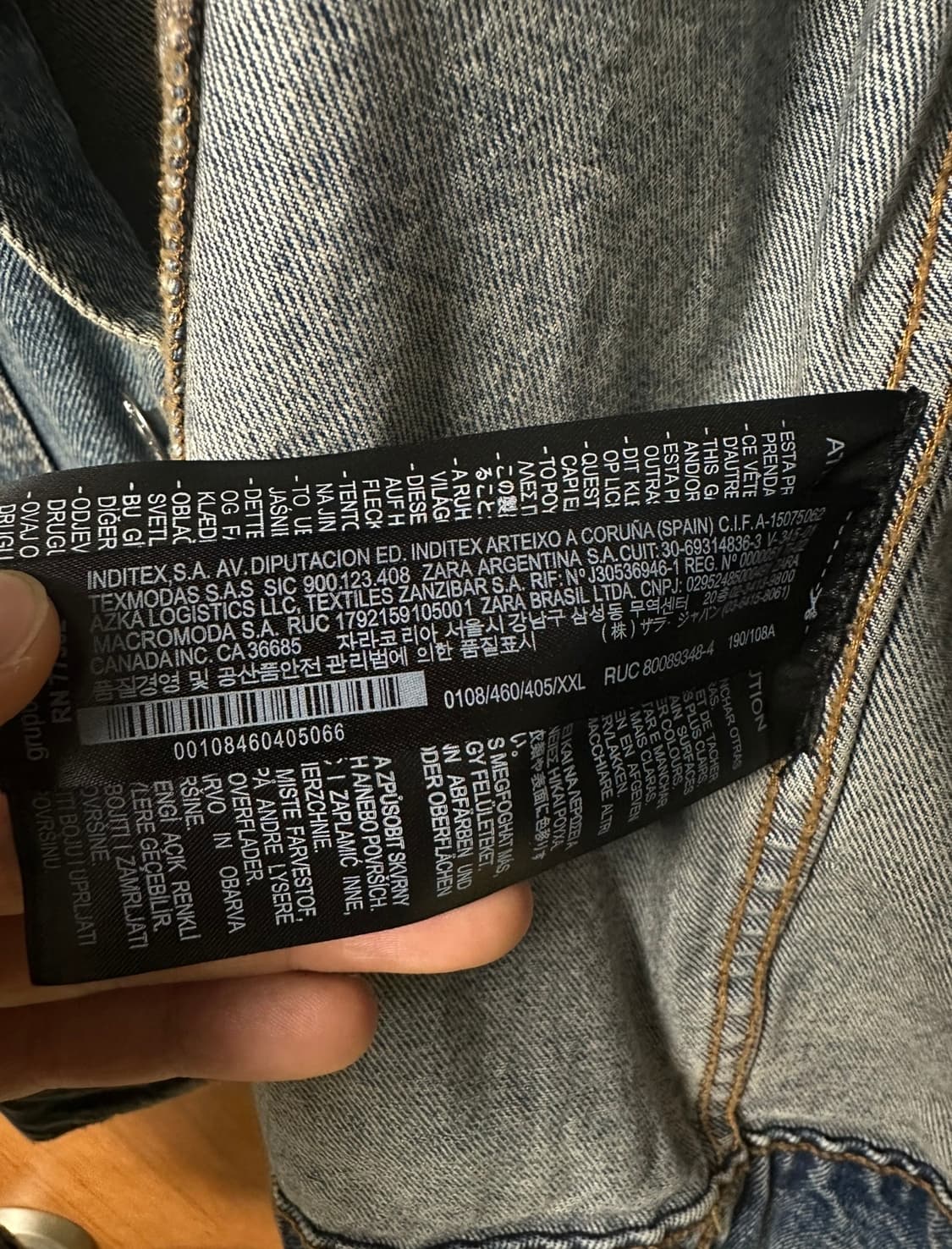 [XXL/1회착] 자라 데님 빈티지 중청 청자켓 상품이미지4