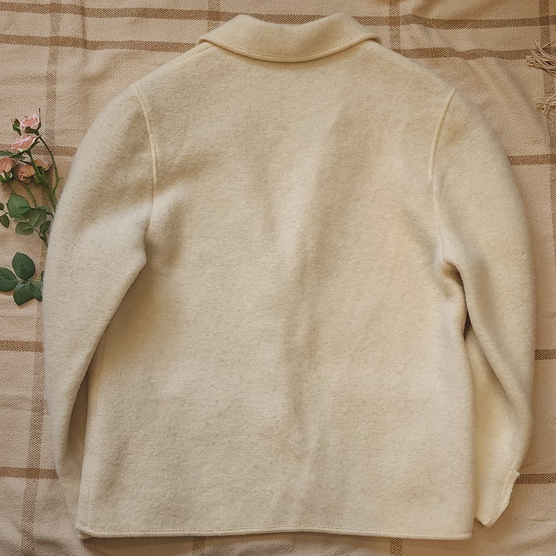 90s 울 트위드 자켓 프렌치 울 자켓 오스트리아 티롤자켓 화이트48 상품이미지3