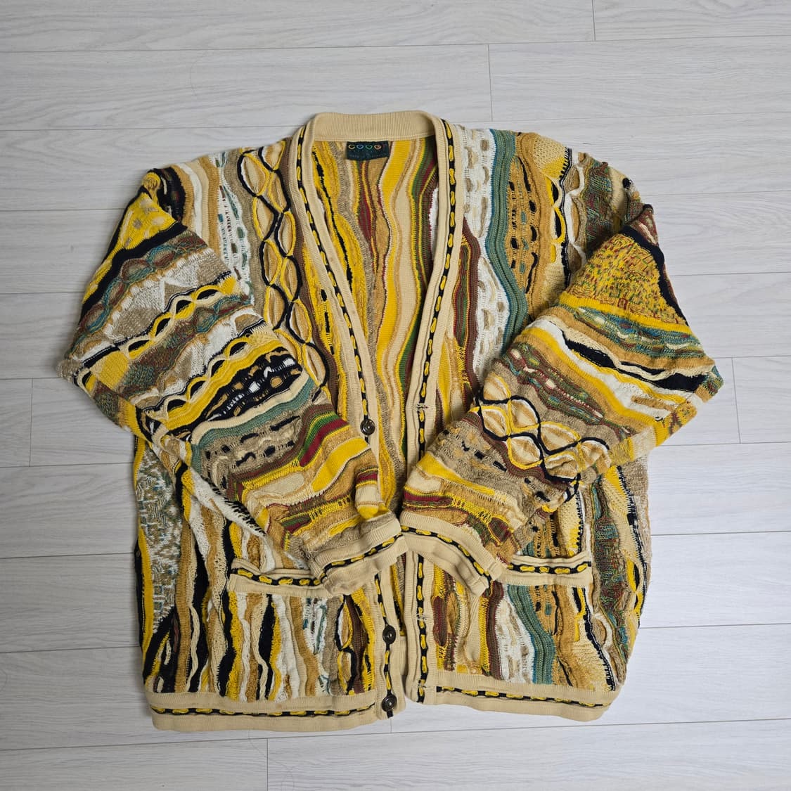 90s Coogi 멀티컬러 3D 케이블니트가디건 상품이미지1