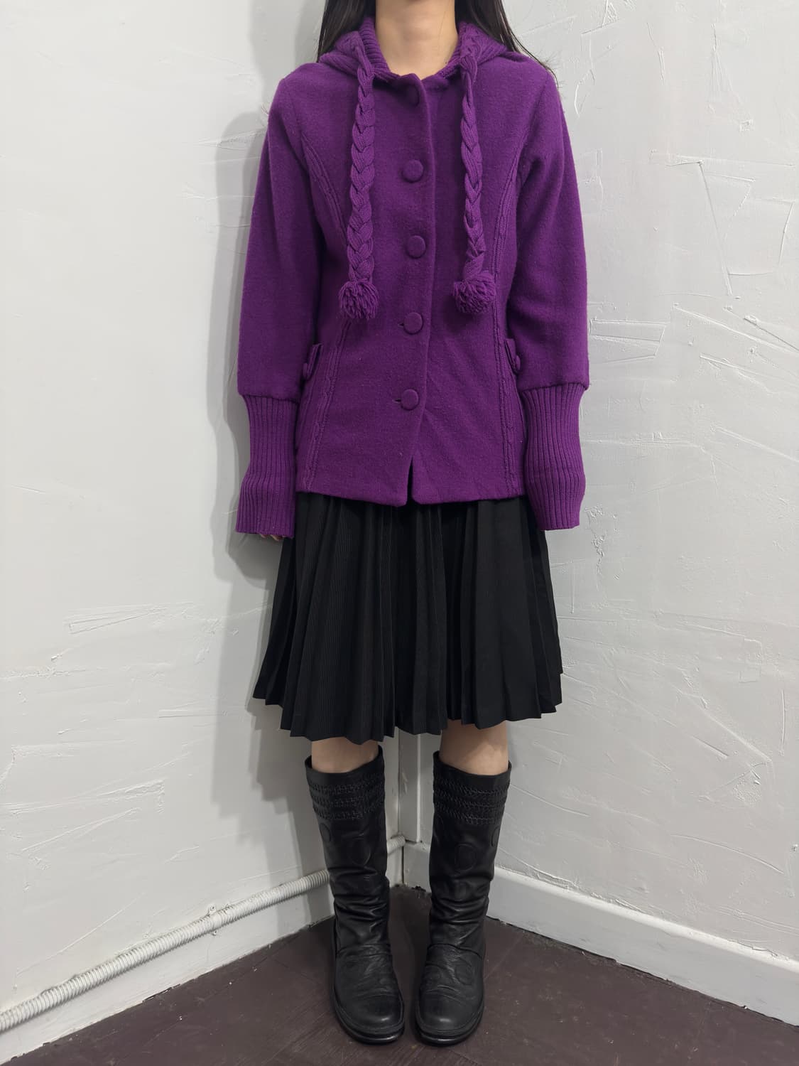 purple design hood wool jacket 상품이미지2