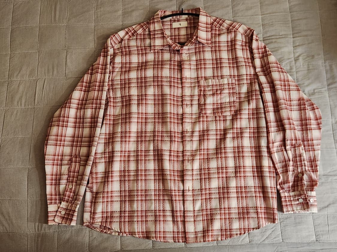 무드인사이드 피치밀크 체크셔츠 상품이미지1