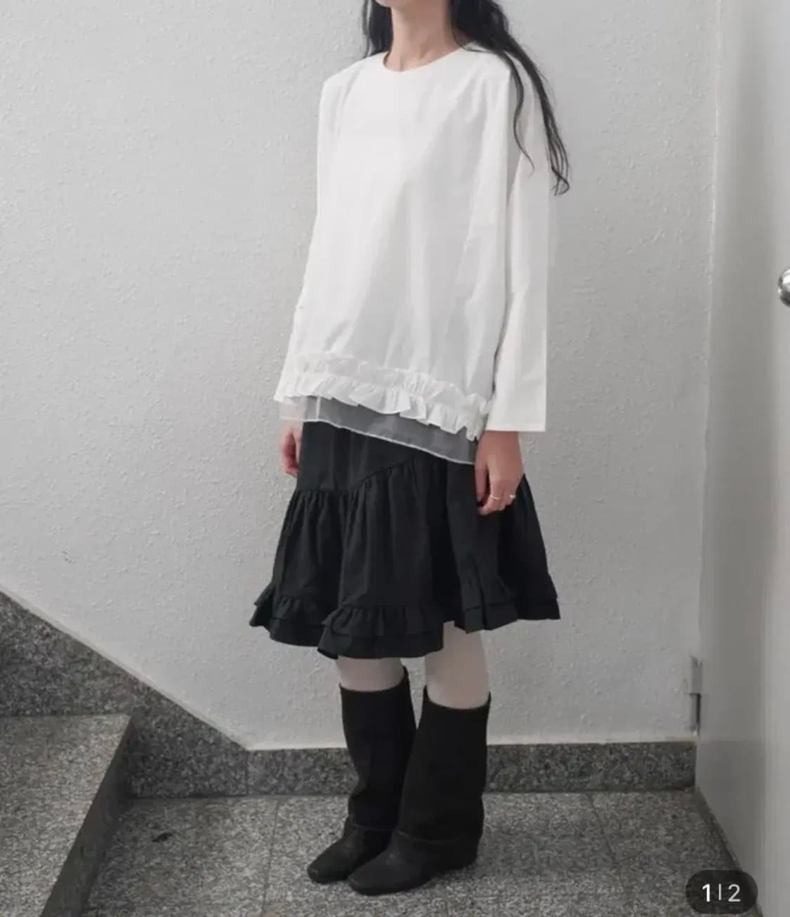 피에브레 frill dolman blouse 화이트 프릴 돌만 블라우스 상품이미지1