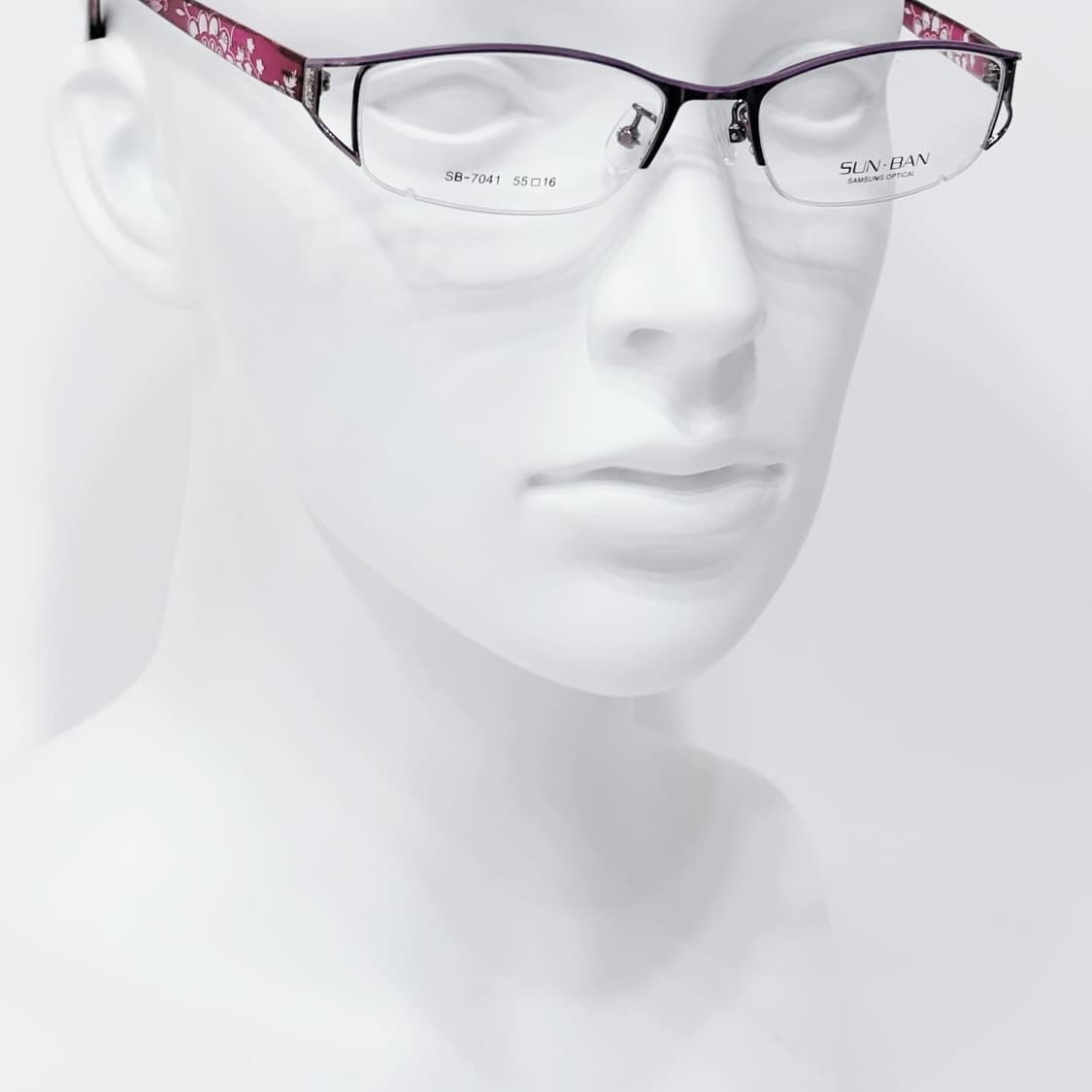 SUNBAN 퍼플 플라워패턴 반무테 데드스탁 빈티지안경 상품이미지6