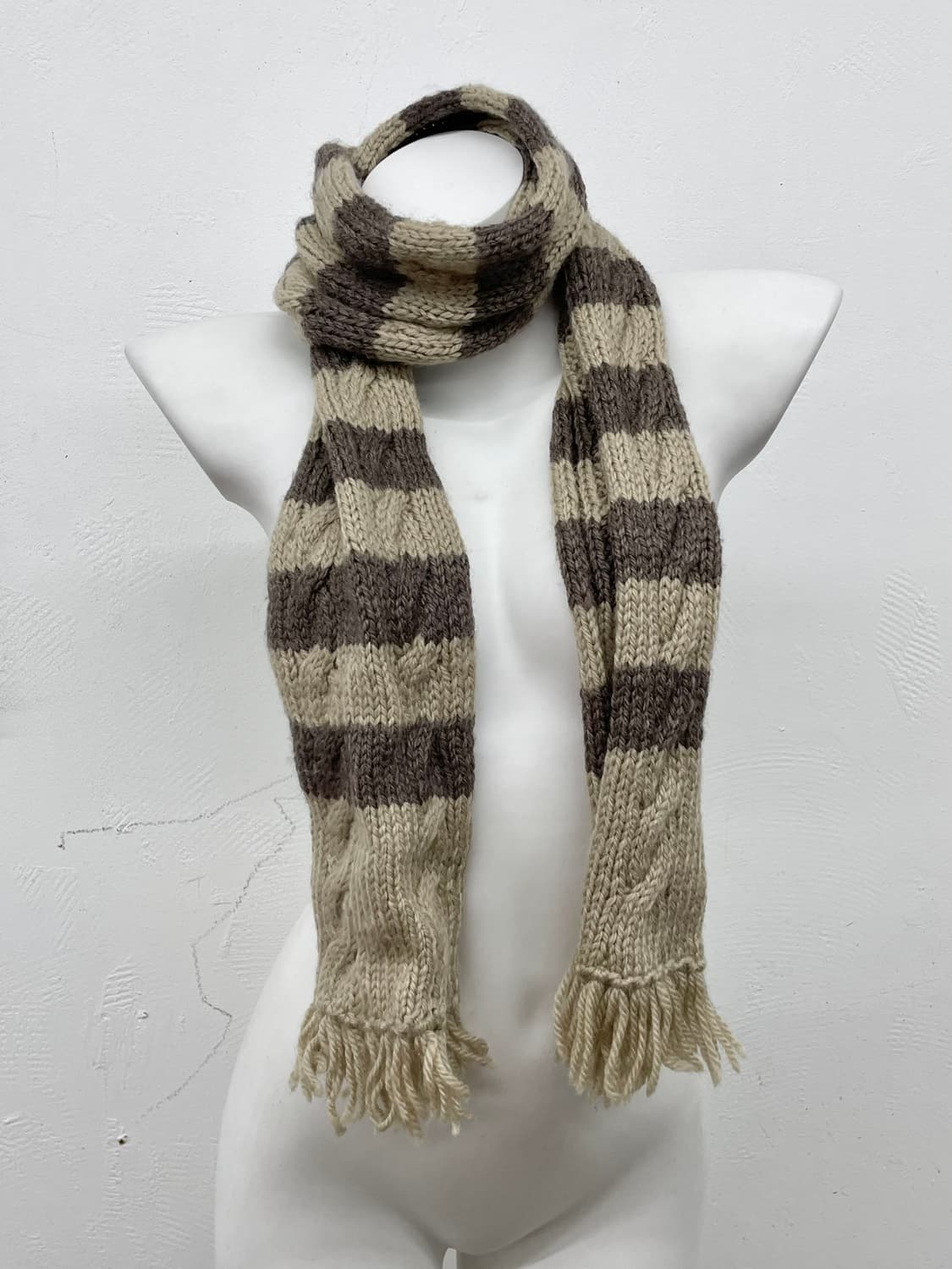 라떼 스트라이프 울 머플러 상품이미지3