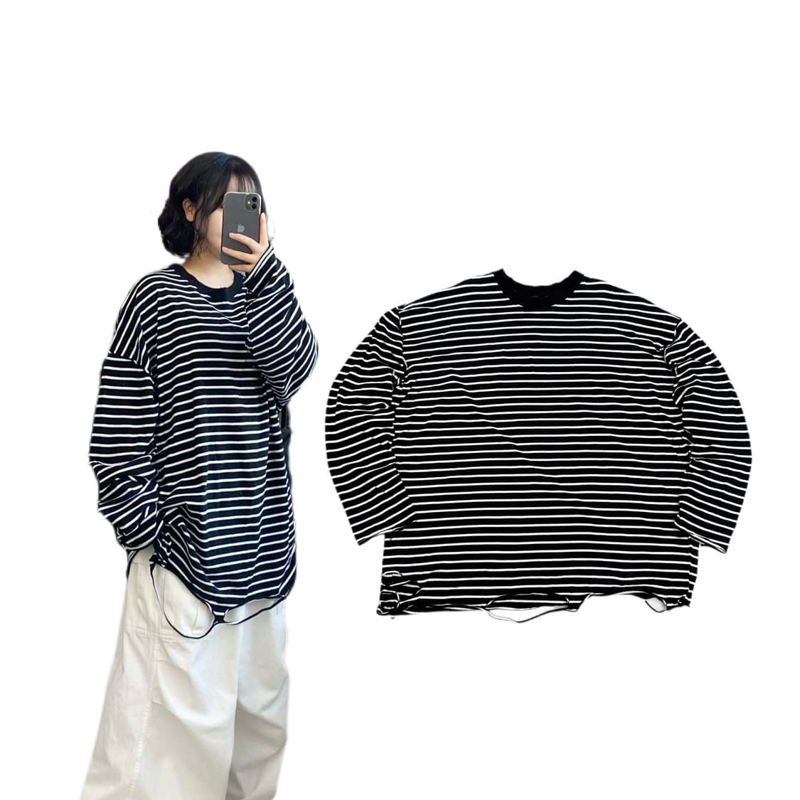 그런지 빈티지 스트라이프 롱슬리브 상품이미지1