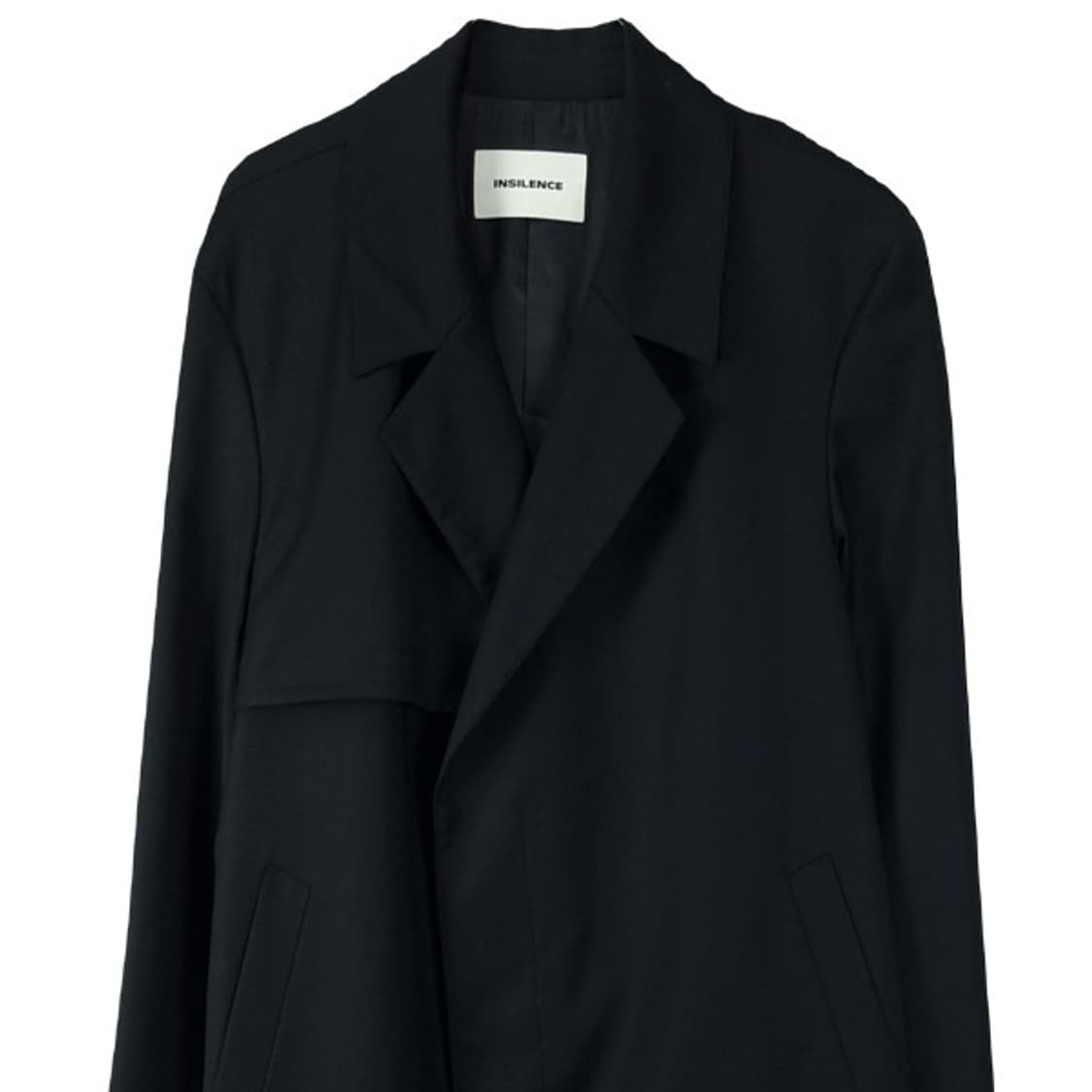 [인사일런스] 미니멀 오버핏 롱 트렌치 코트 블랙 M18606 상품이미지4