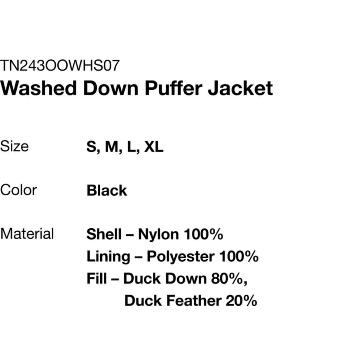 [M]디스이즈네버댓 워시드 다운 푸퍼 자켓 블랙 상품이미지3