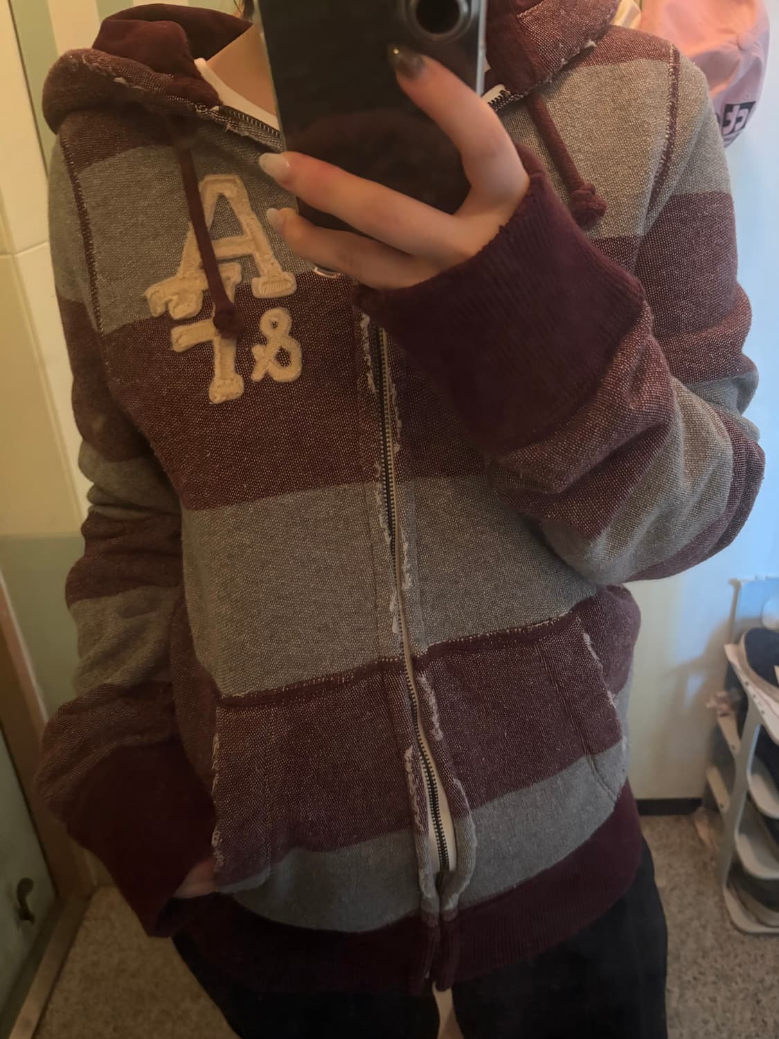 아베크롬비 와인색 기모 후드집업 상품이미지6